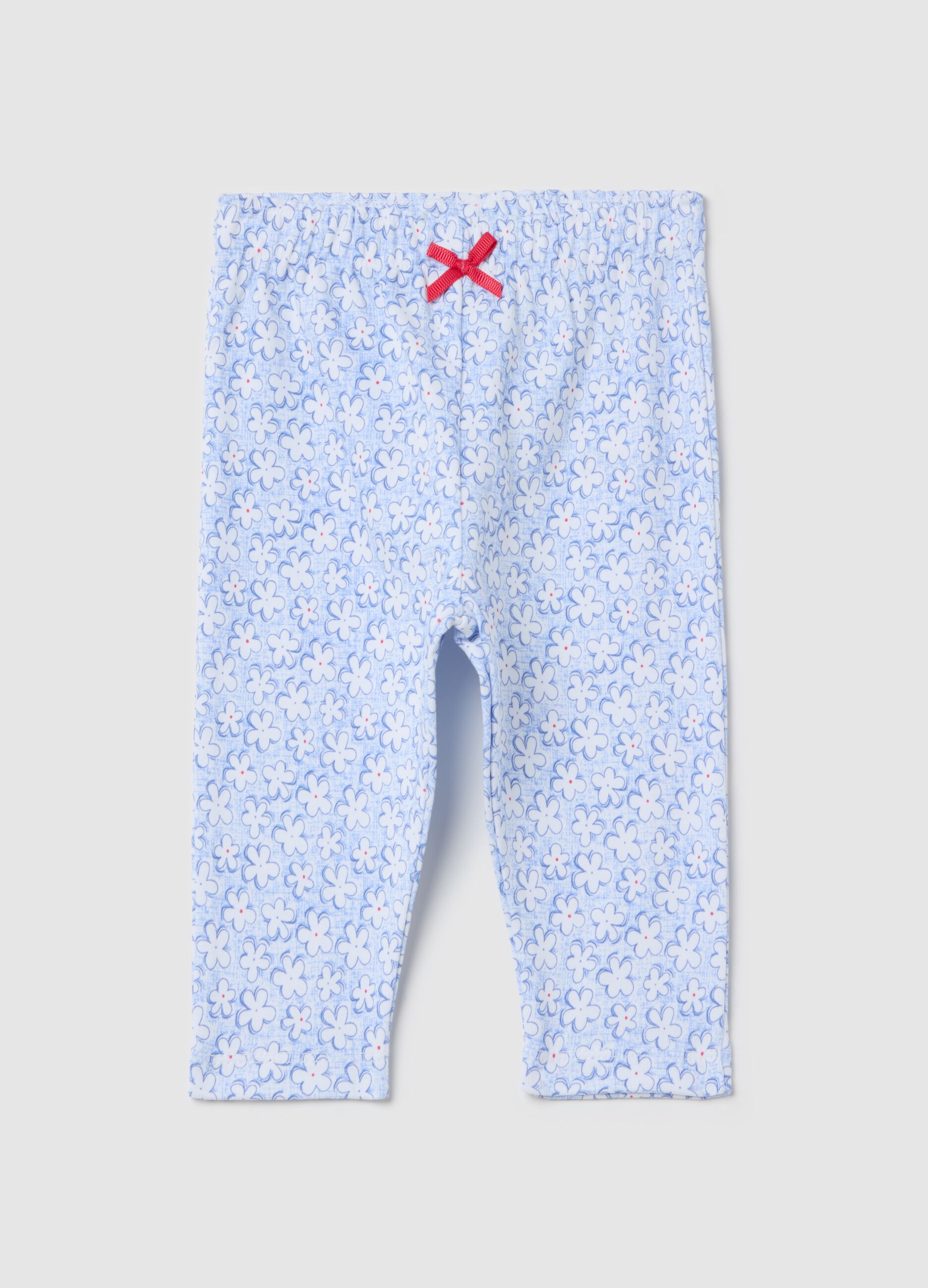 Leggings with bow and small flowers print