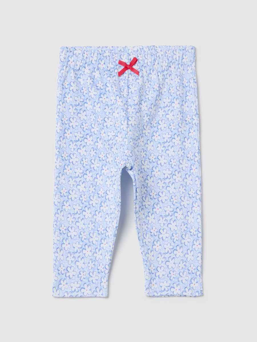 Leggings with bow and small flowers print_0