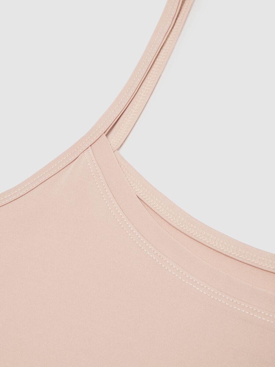 Top in tessuto elasticizzato beige regular fit_5