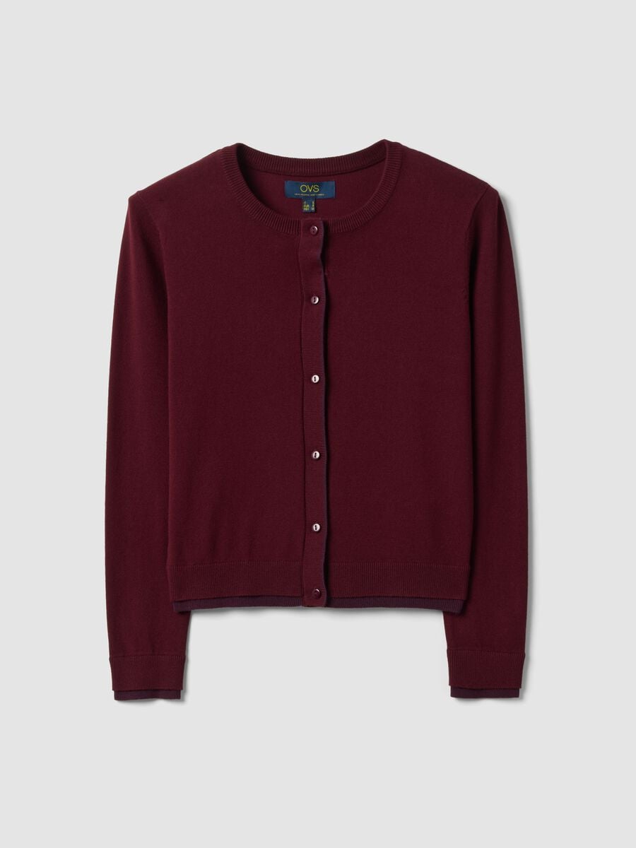 Red viscose-blend cardigan in plain knit_4