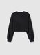 Girl's regular fit black pure cotton sweatshirt with embroidered heart_4