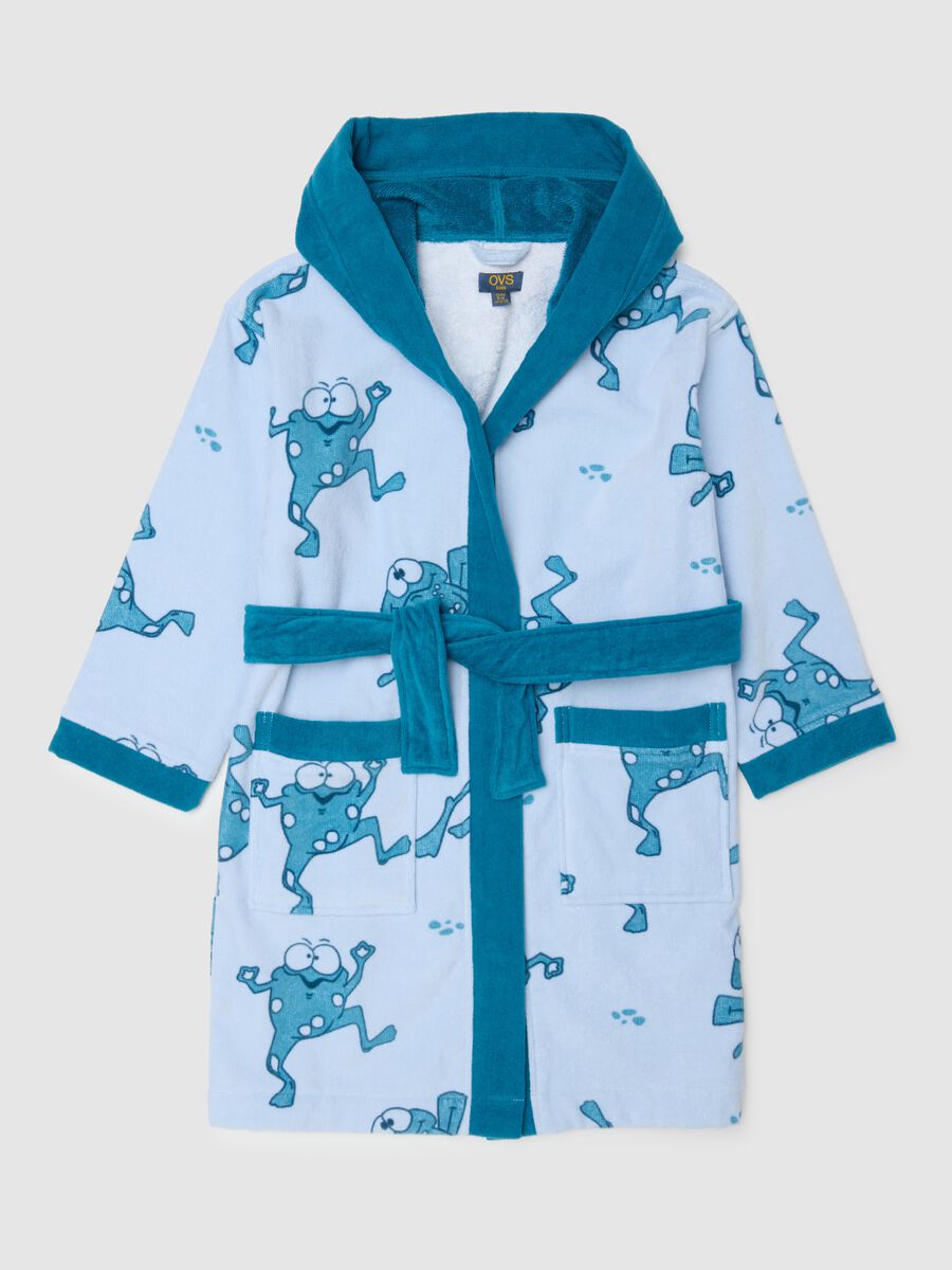 Boys' regular fit multicolour pure cotton bathrobe with prints_0
