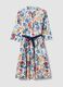White midi dress in stretch cotton with floral print_0