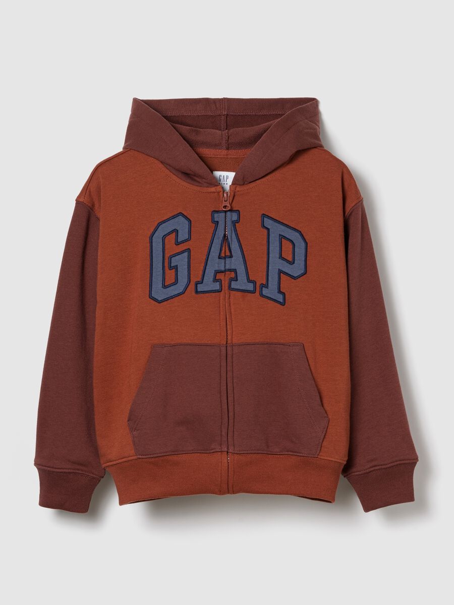 Brown hoodie with full-zip closure_0