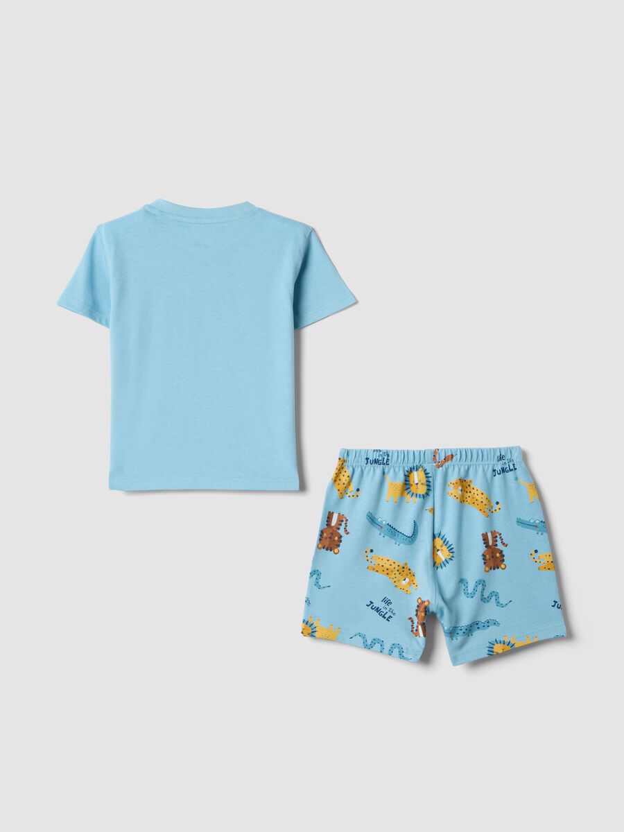 Pigiama in puro cotone azzurro da neonato regular fit con animali_1