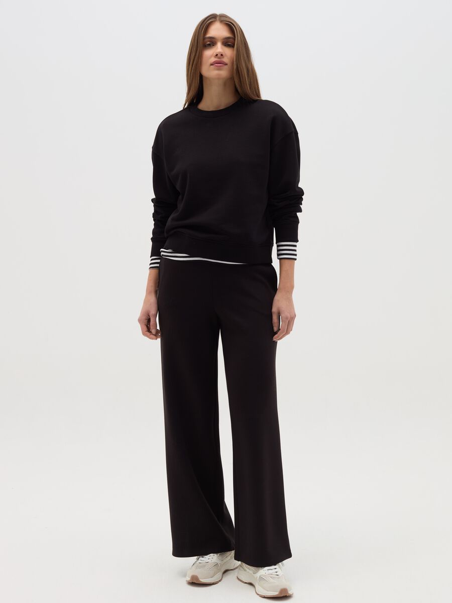 Solid colour wide-leg trousers_0