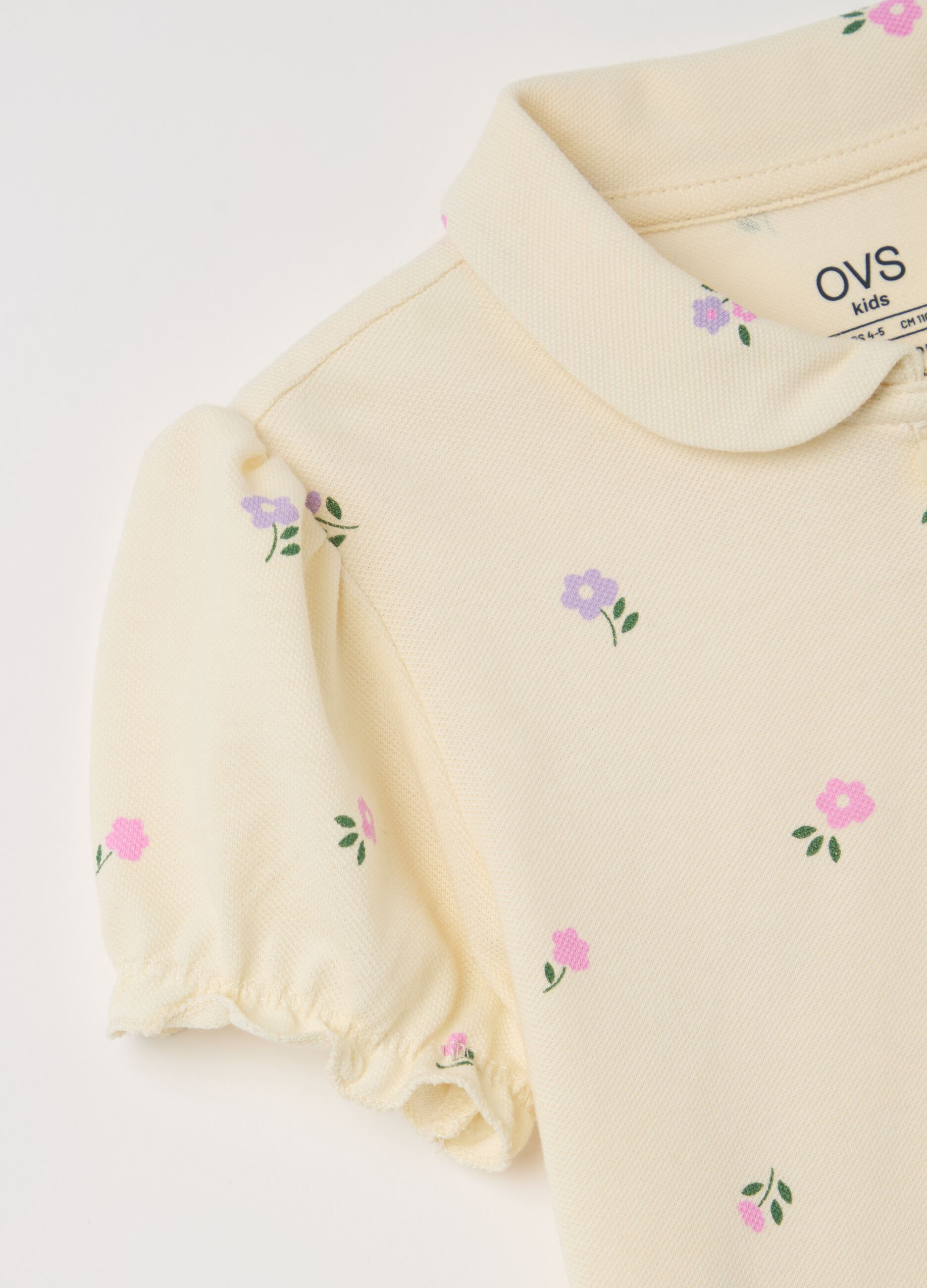 Organic cotton polo shirt with print