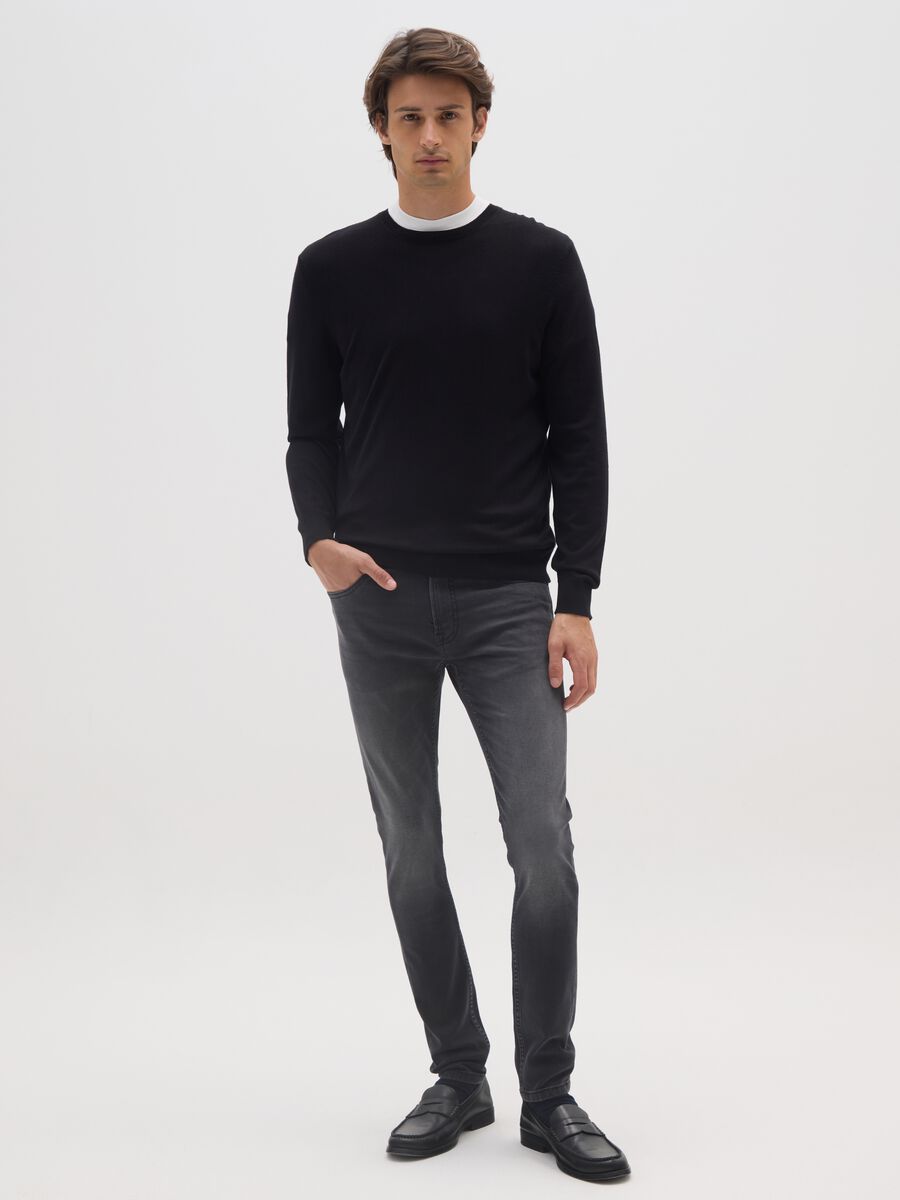 Jeans neri super skinny in cotone elasticizzato_0