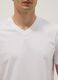 White pure cotton V-neck regular fit T-shirt_3