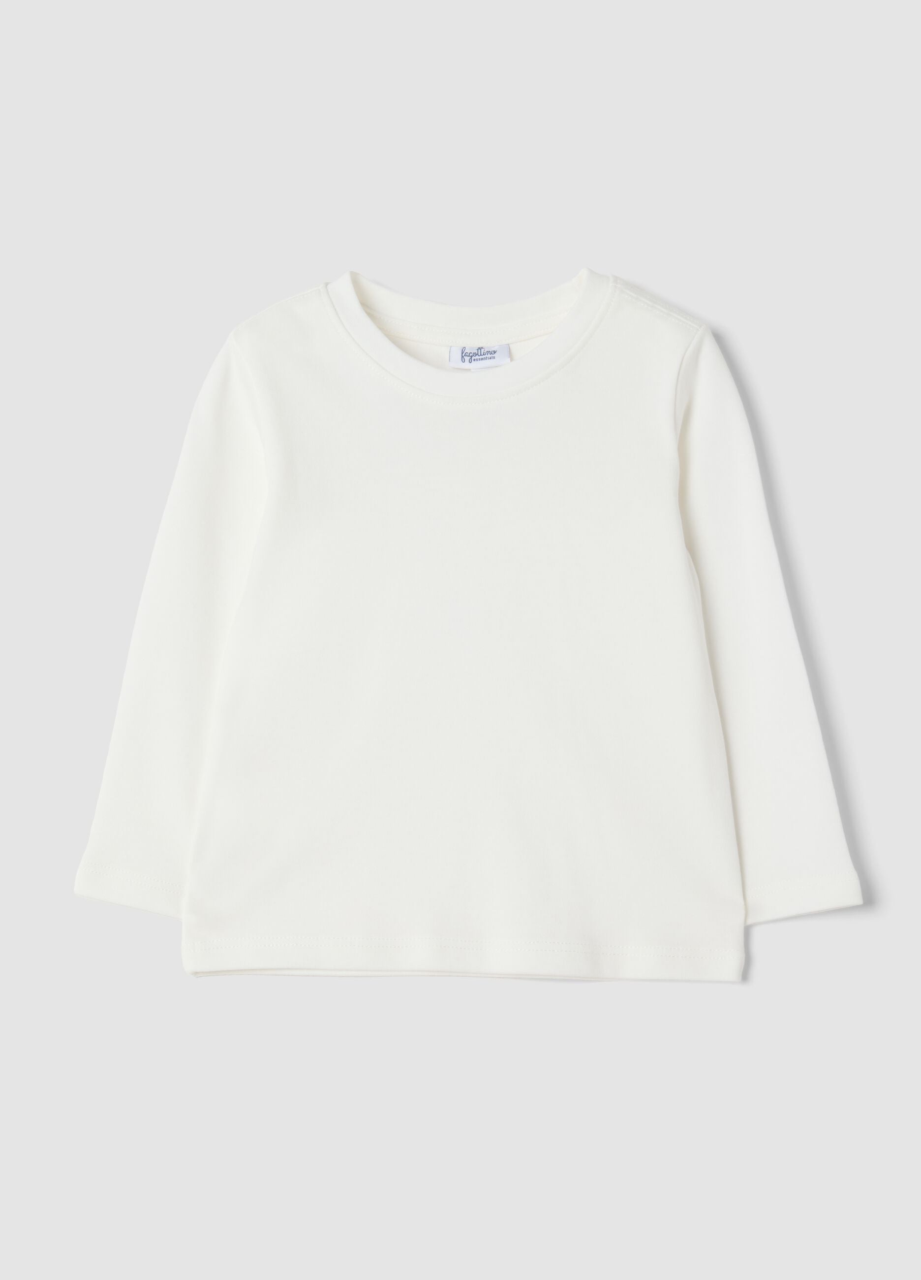 White crew-neck T-shirt in pure organic cotton