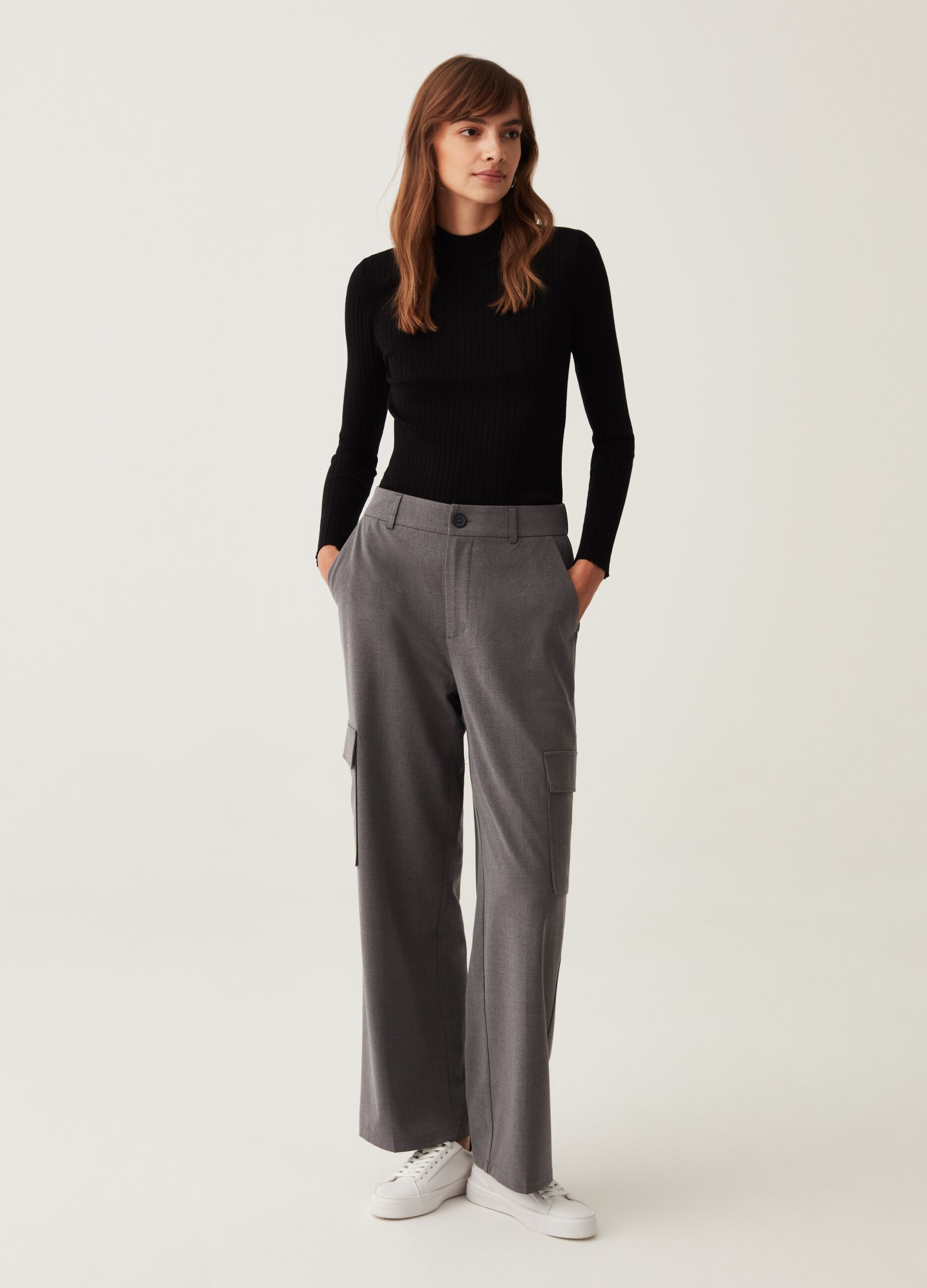 Pantalone cargo wide leg_0