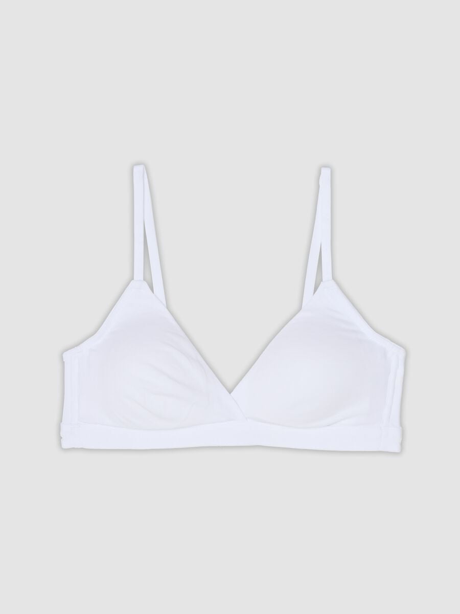 Reggiseno bianco in cotone organico con imbottitura removibile_0
