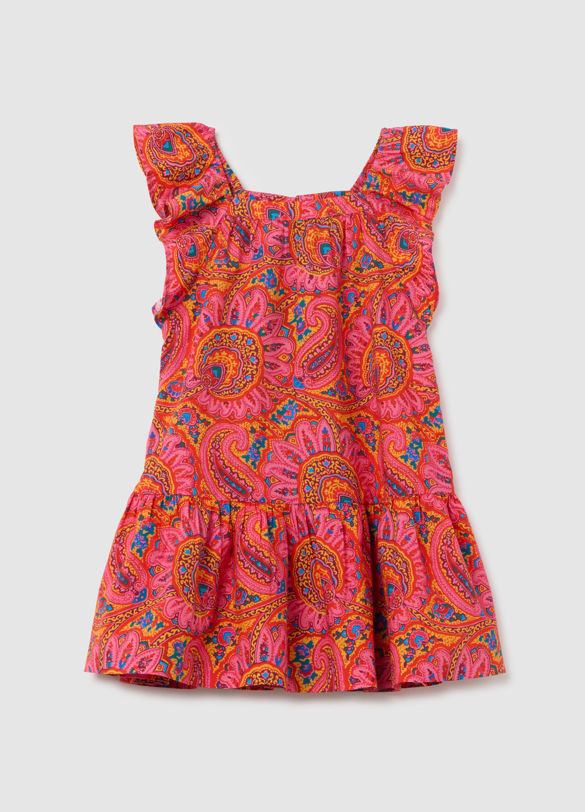 Girls' dress in pure cotton multicolour regular fit with pattern