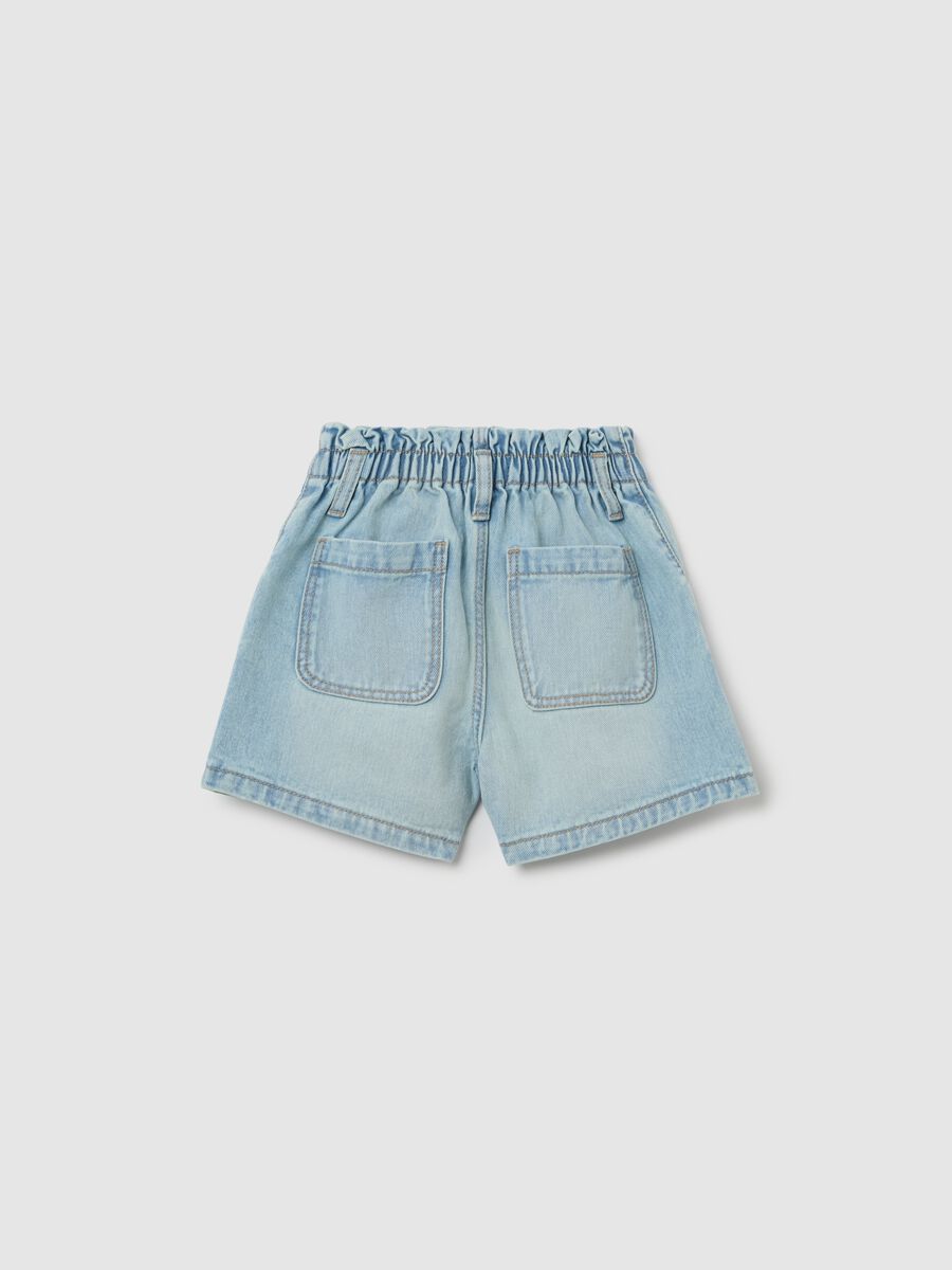 Light denim shorts for girls in pure cotton_1