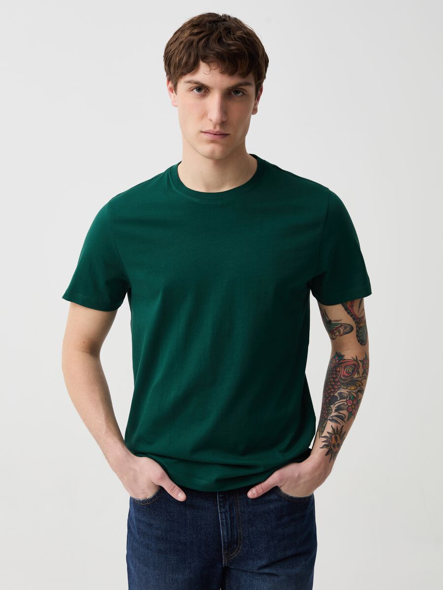 T-shirt in cotone bio con scollo rotondo_0