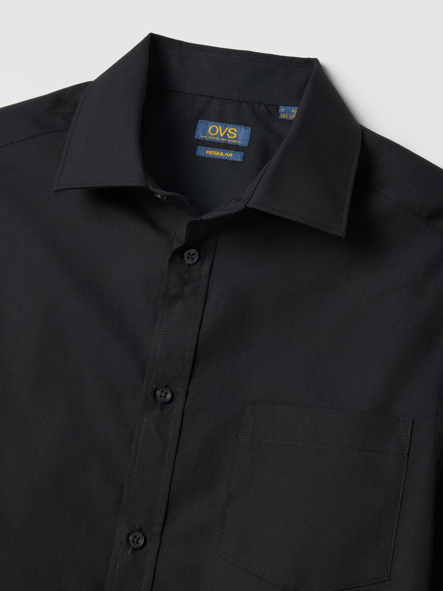 Black cotton-blend shirt regular fit easy iron_5