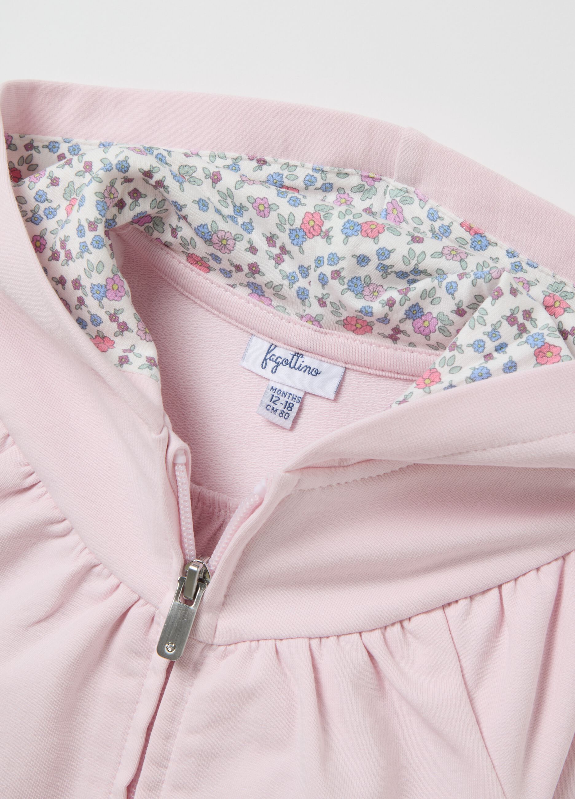 Girl's pink cotton jacket regular fit
