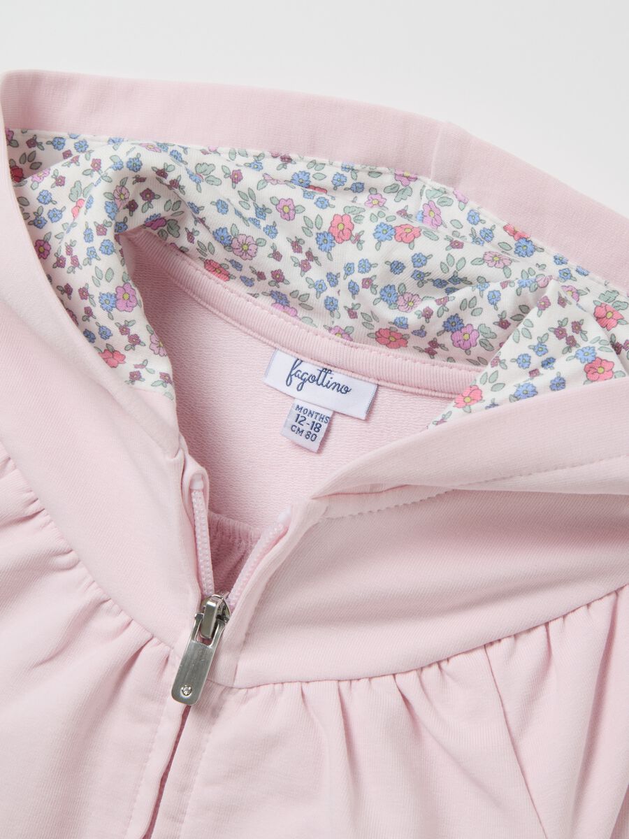 Girl's pink cotton jacket regular fit_2