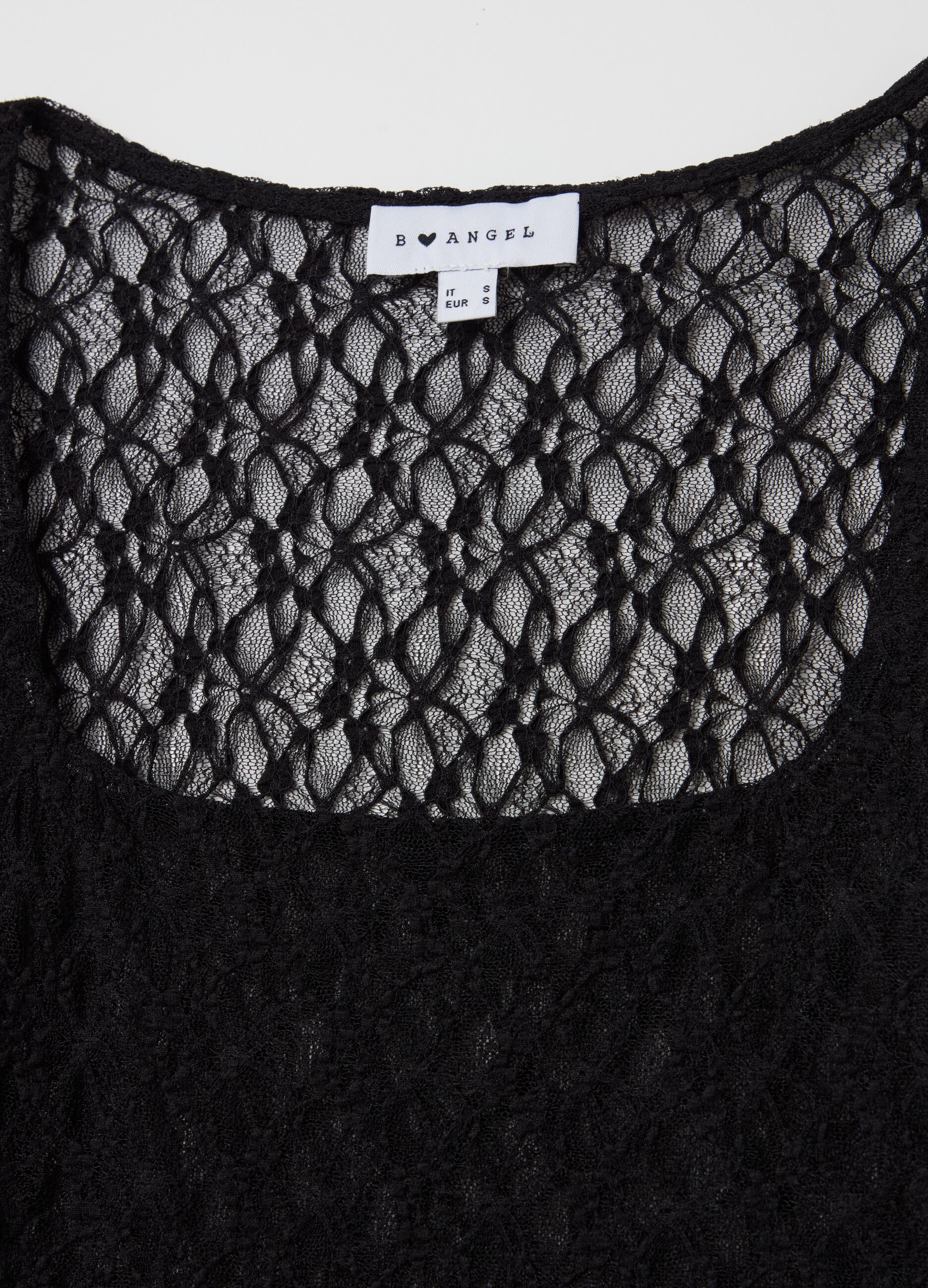 Lace T-shirt with square neck