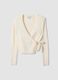 White wrap cardigan with deep V-neckline_0