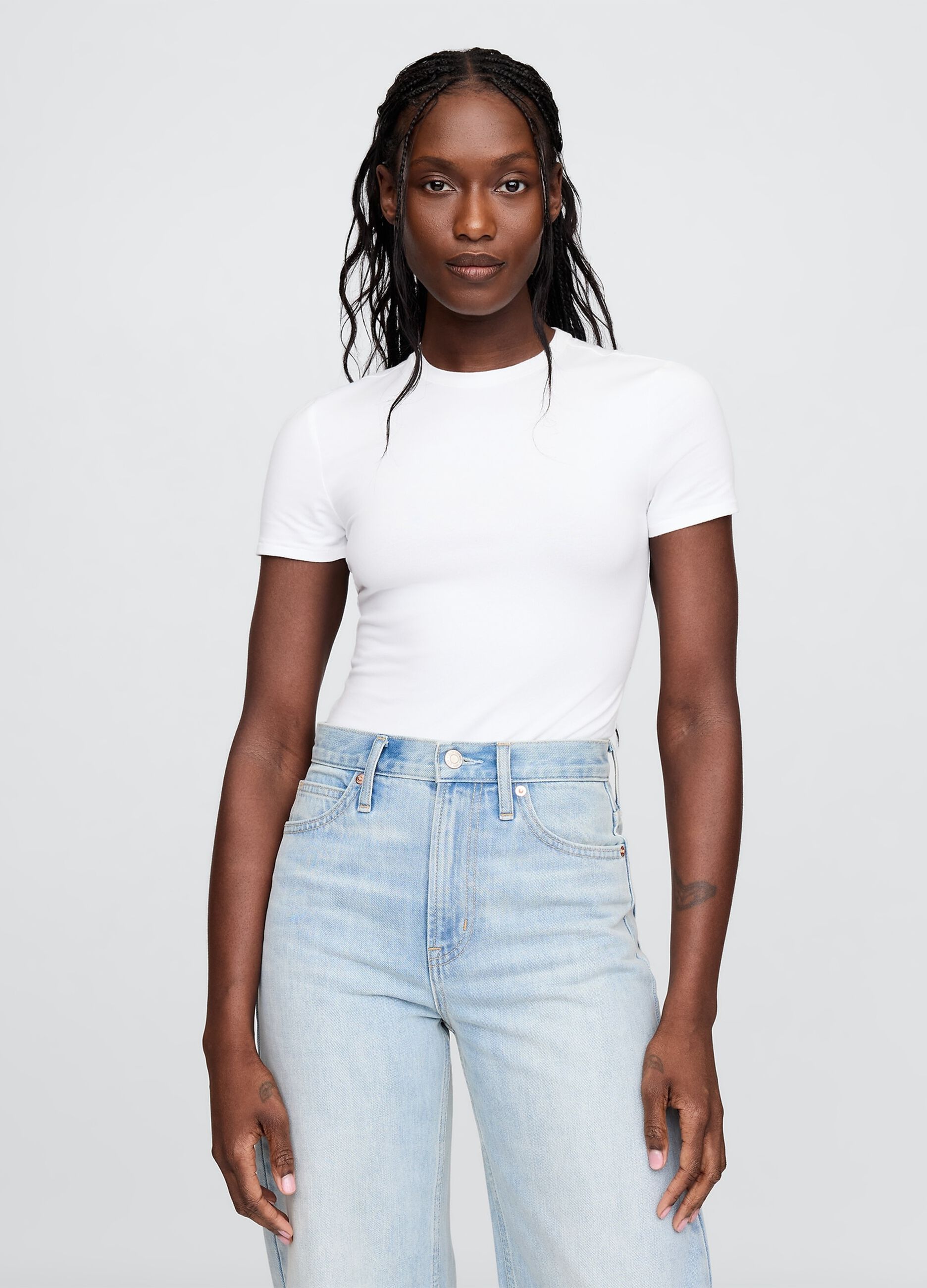 Body bianco in cotone elasticizzato