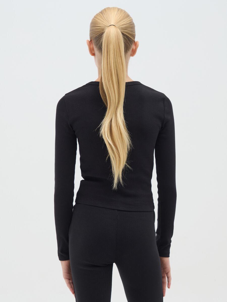 Girl's black regular fit stretch cotton top_1