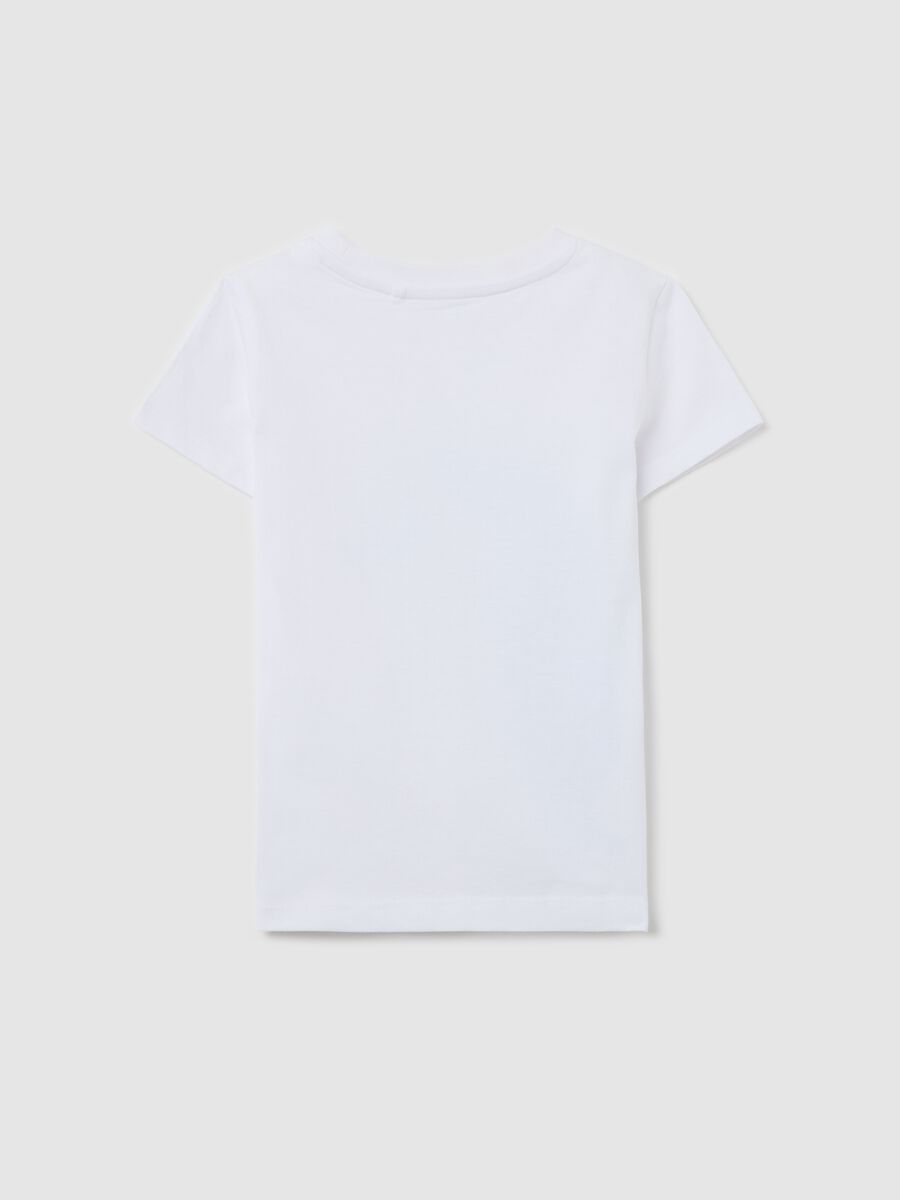 White cotton T-shirt with glitter print_1