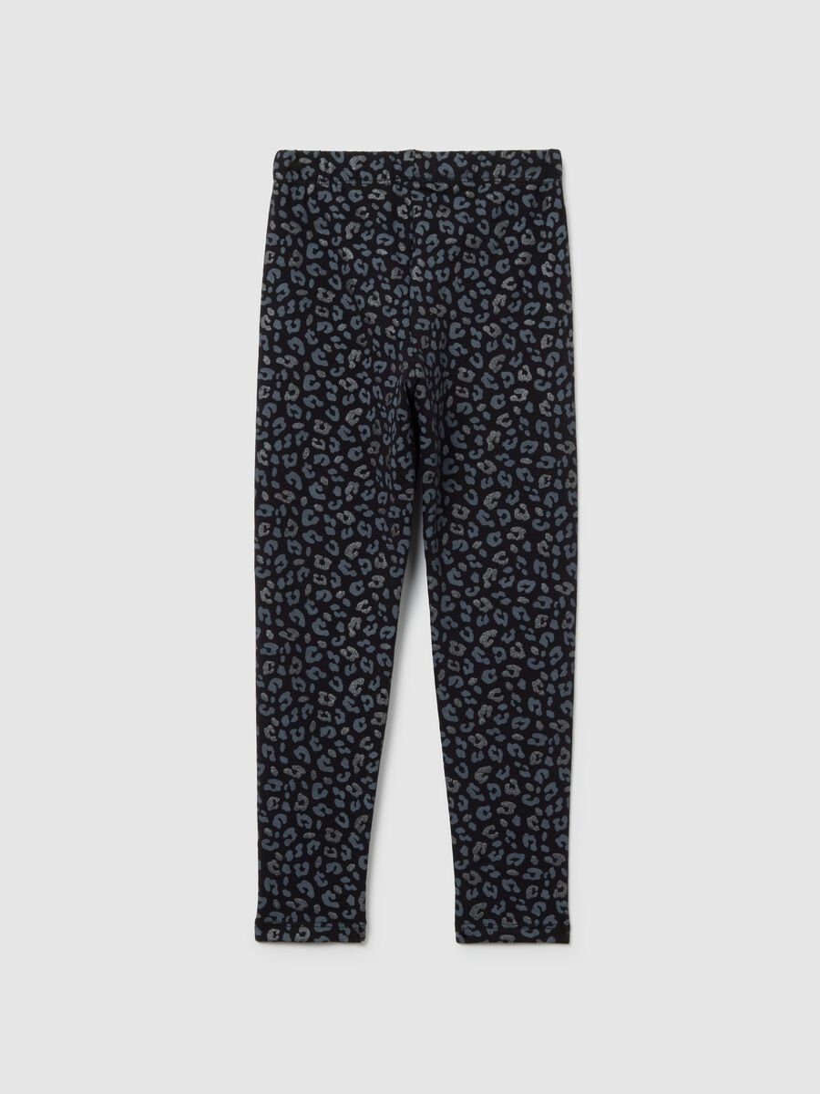 Girls' Black Animal Print Skinny Cotton Leggings_1