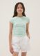 Girls' green slim fit stretch cotton T-shirt_1