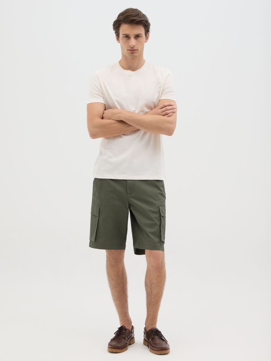 Men's white cotton fitted T-shirt_1