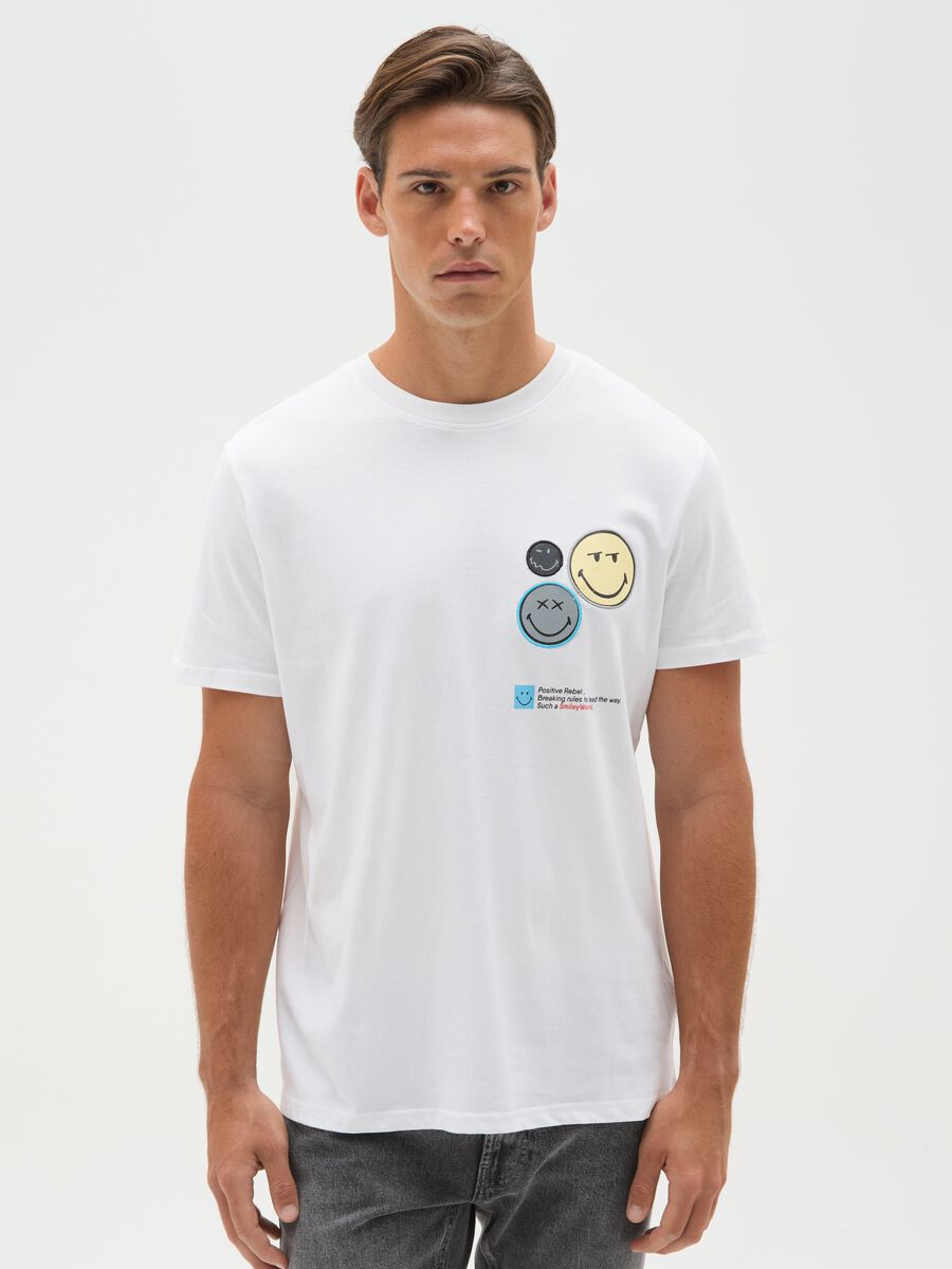 Men's regular fit white cotton t-shirt with patches_0