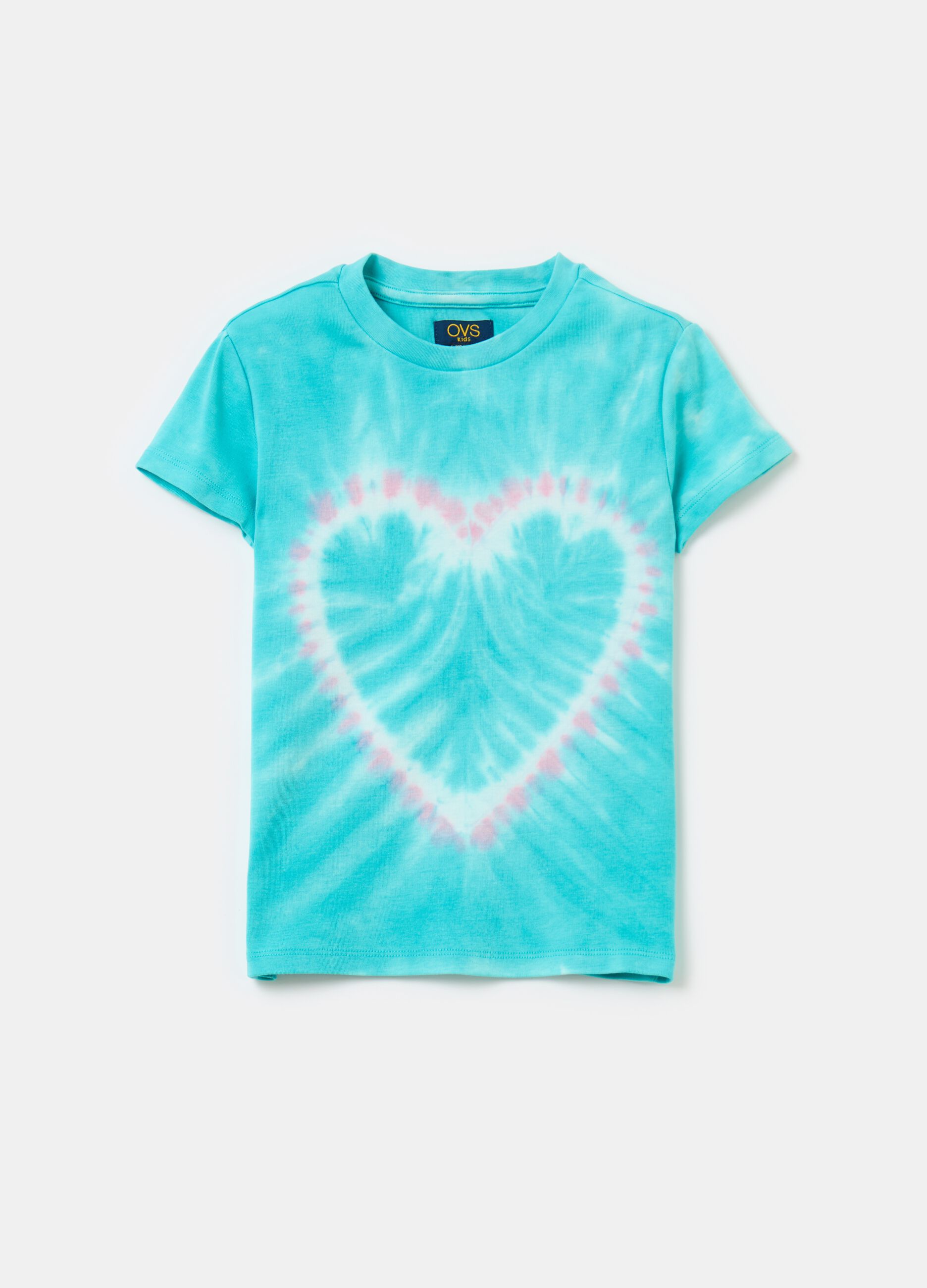 Tie-dye T-shirt with heart print