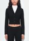 Black cropped stretch-viscose blazer with classic lapels, slim fit_2