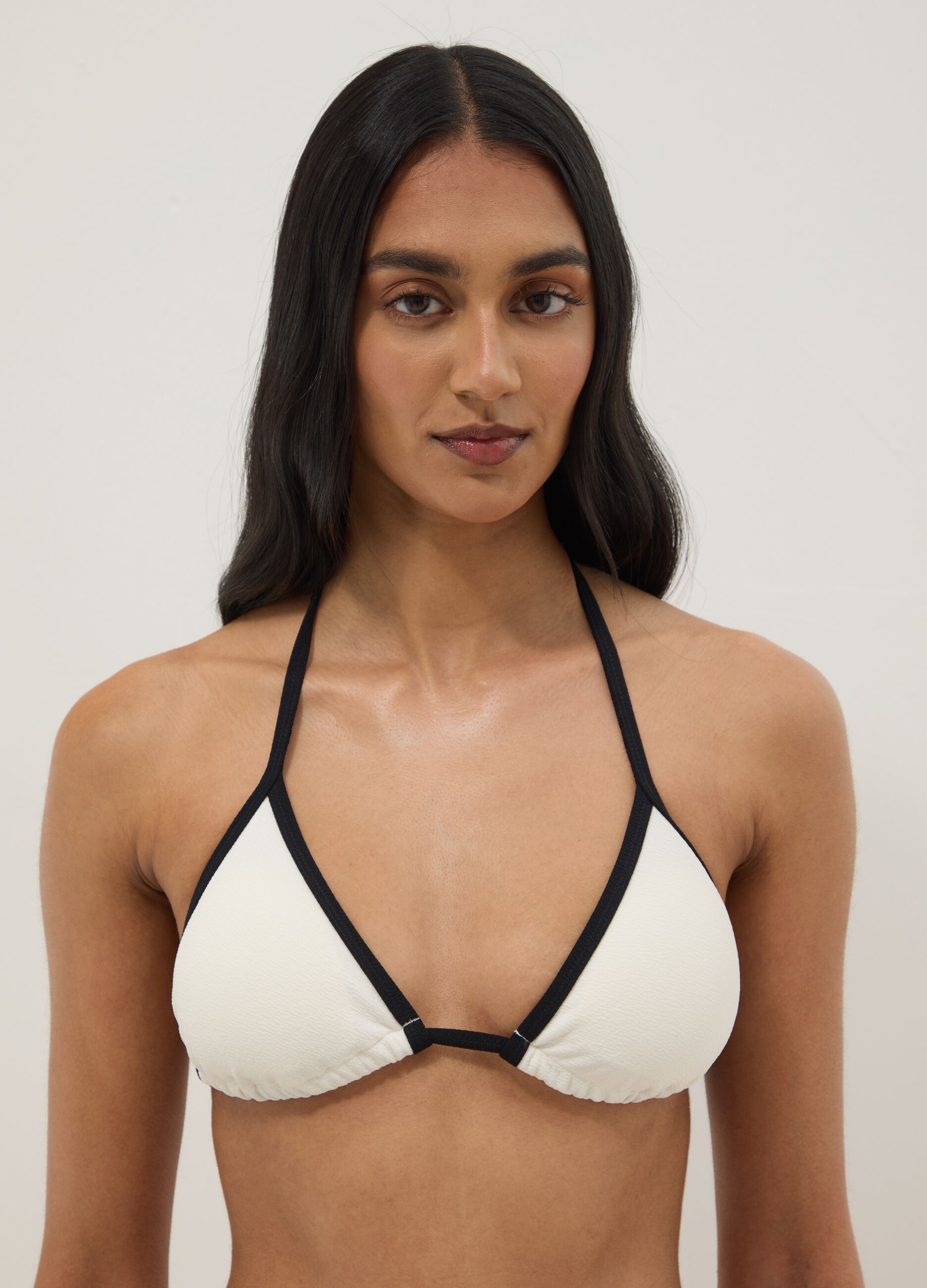 Multicolour triangle bikini top in stretch fabric