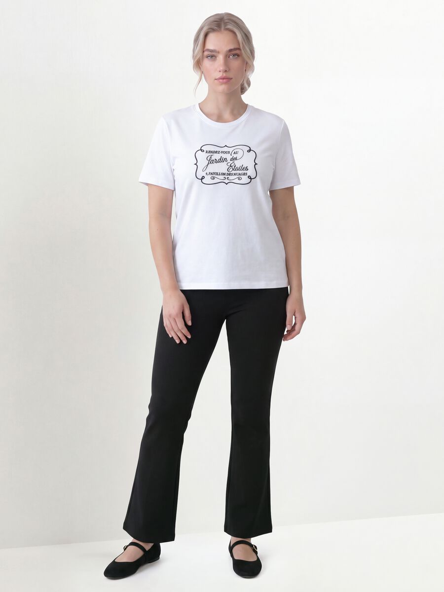 White pure cotton crew-neck T-shirt with front print, regular fit_1