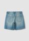 Blue pure-cotton denim shorts for girls, regular fit with polka-dot detail_1