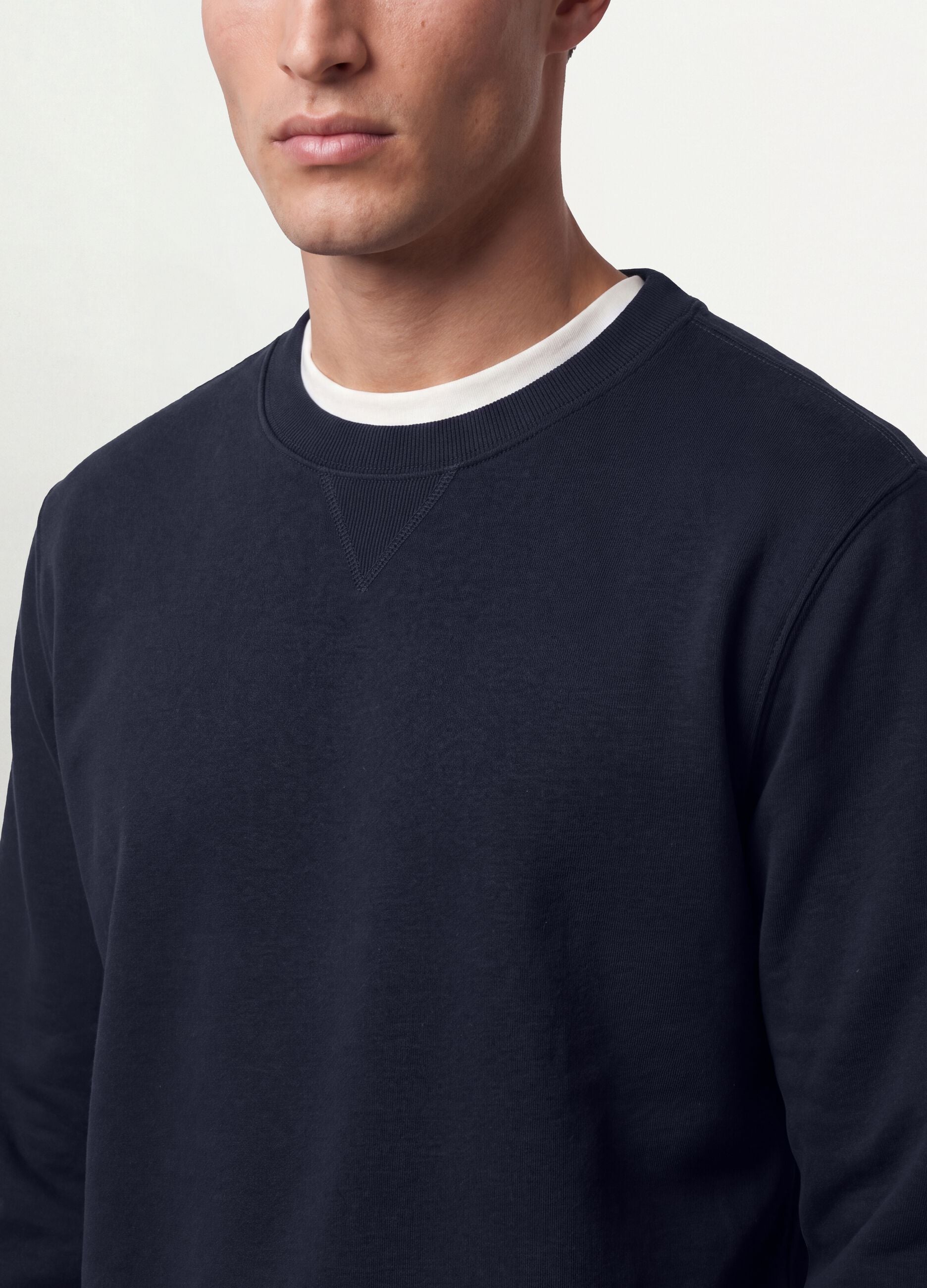 Blue crew-neck sweatshirt in cotton blend, regular fit