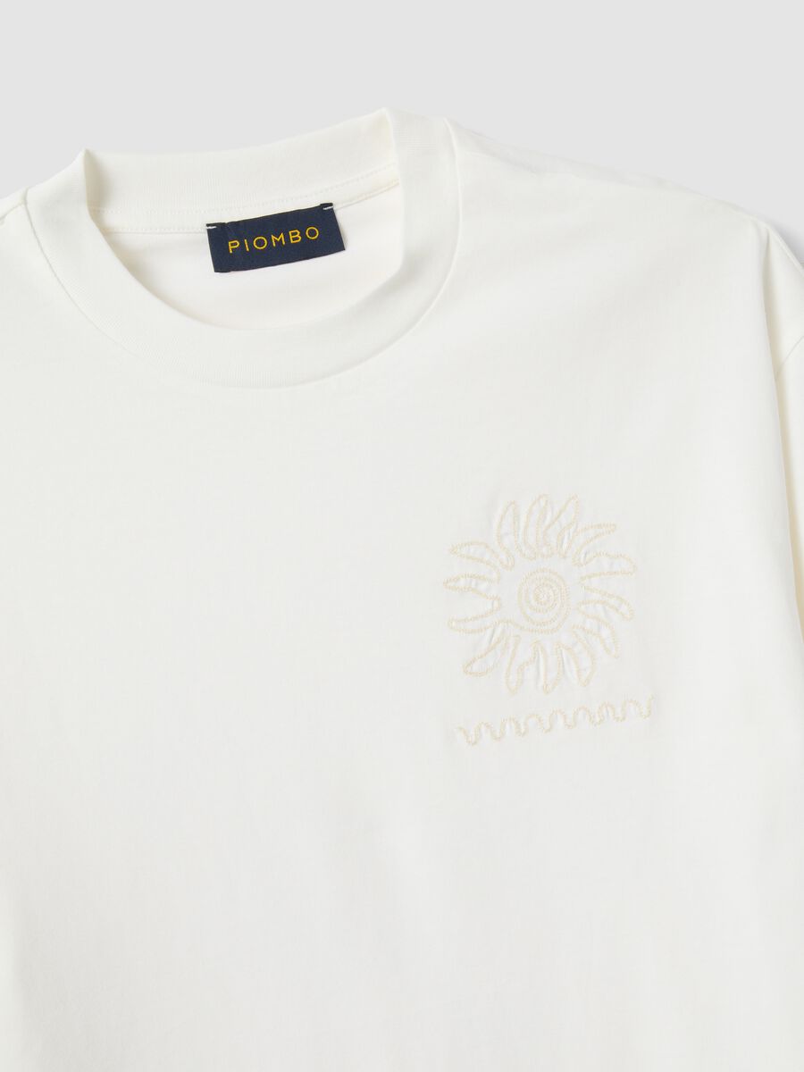 T-shirt in puro cotone bianca relaxed fit con ricamo_5