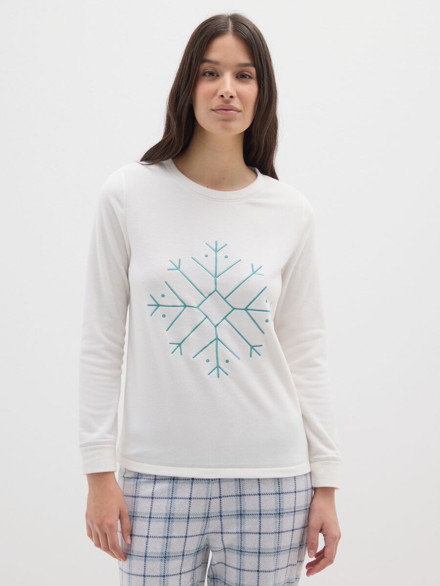 Multicolour Regular Fit Christmas Check Pyjamas with Snowflake_1