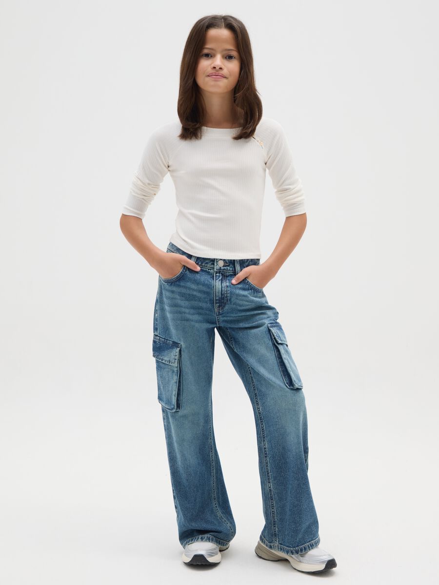 Jeans da ragazza in puro cotone denim regular fit_1