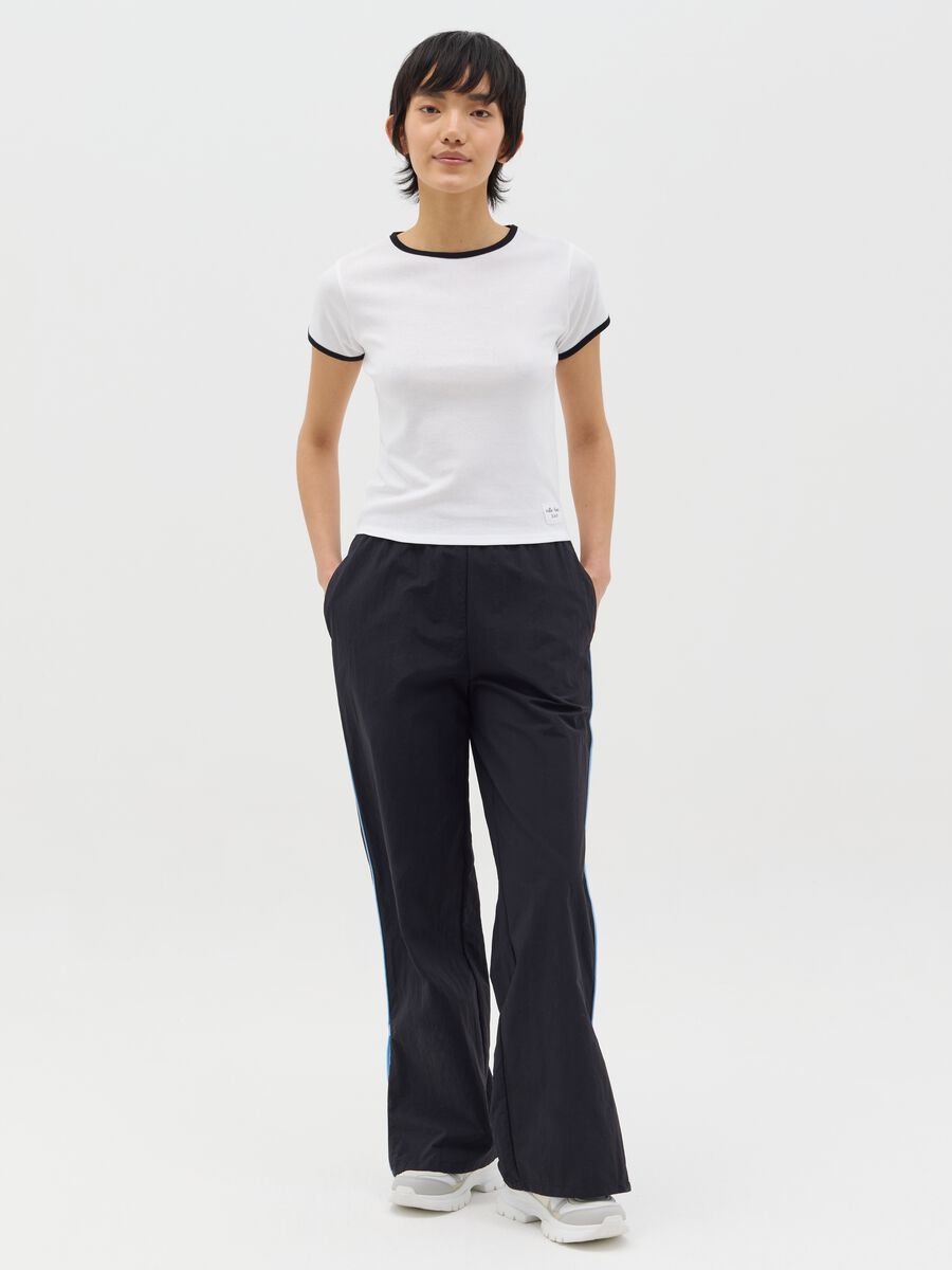Black nylon joggers with splits and zip_0