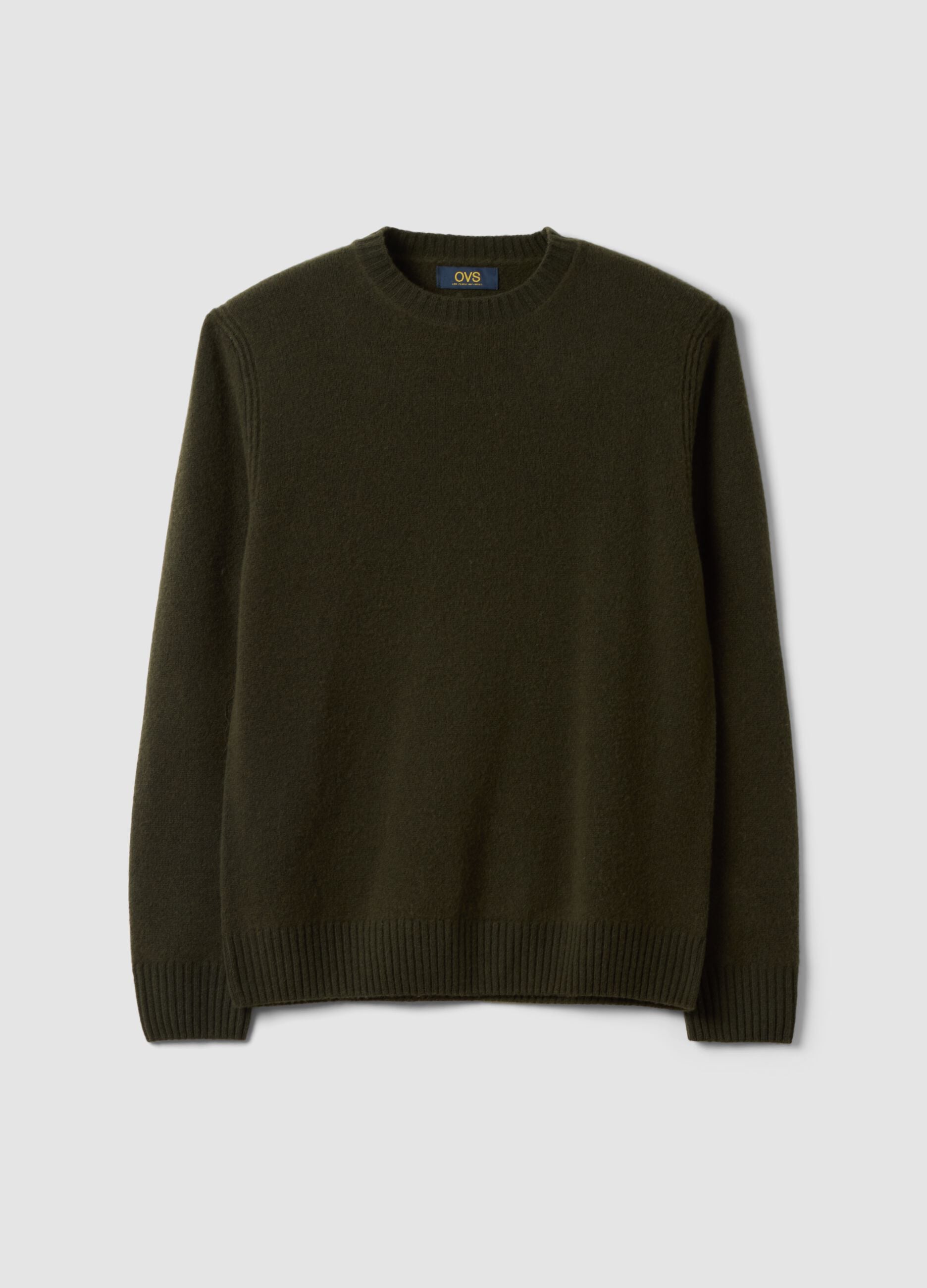 Maglia verde girocollo in misto lana regular fit