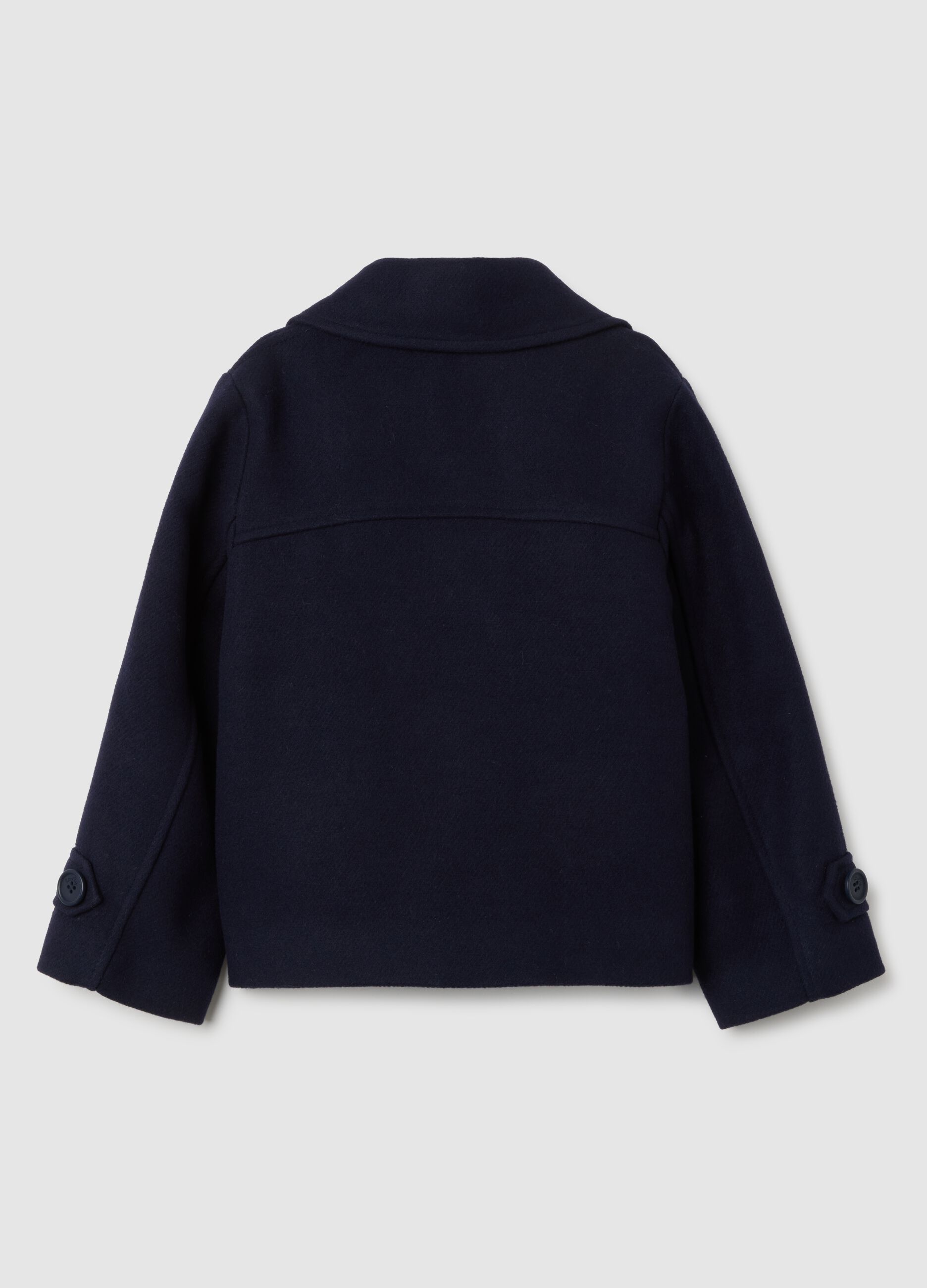 Girl's blue double-breasted coat with buttons