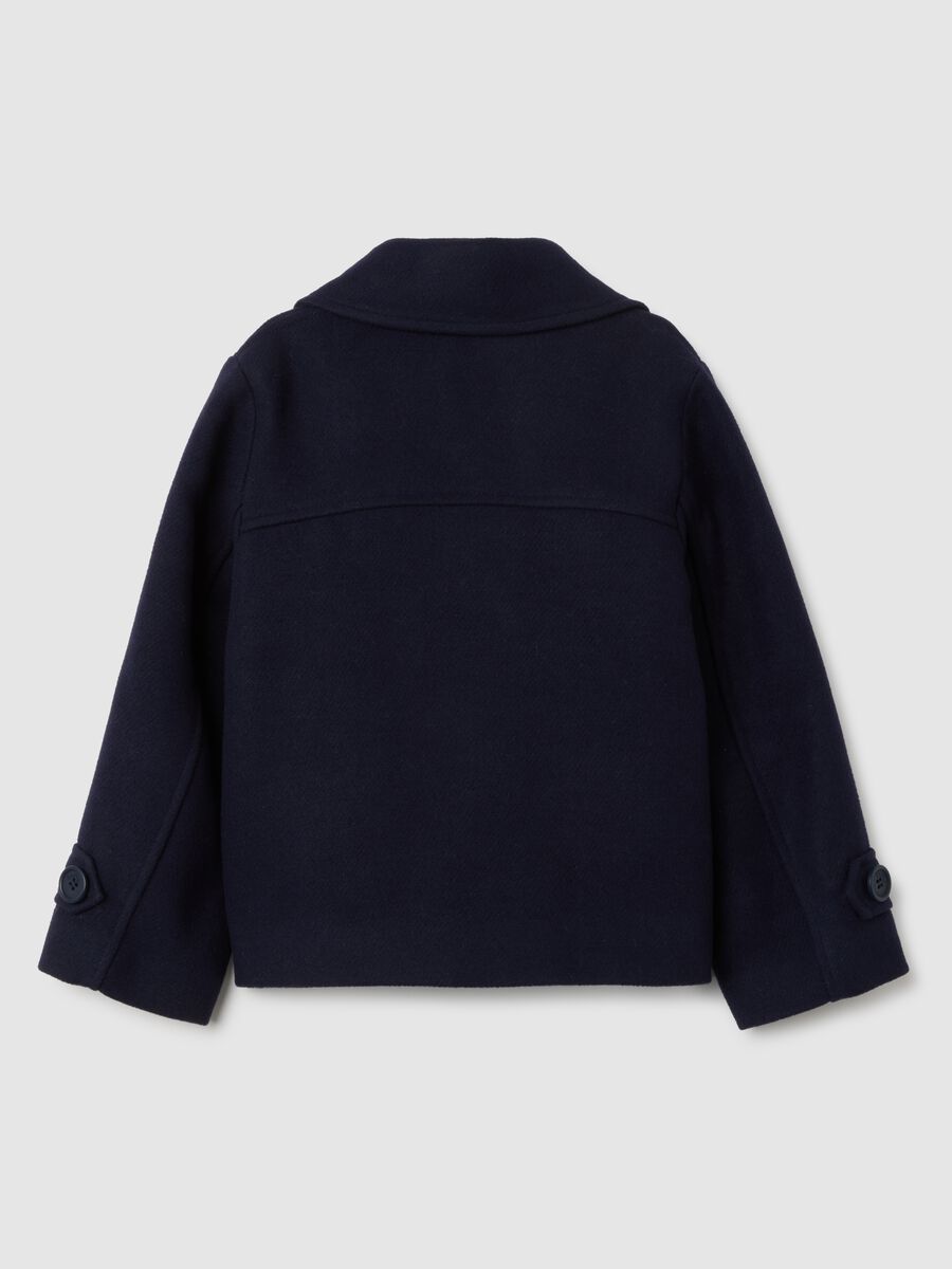Girl's blue double-breasted coat with buttons_1