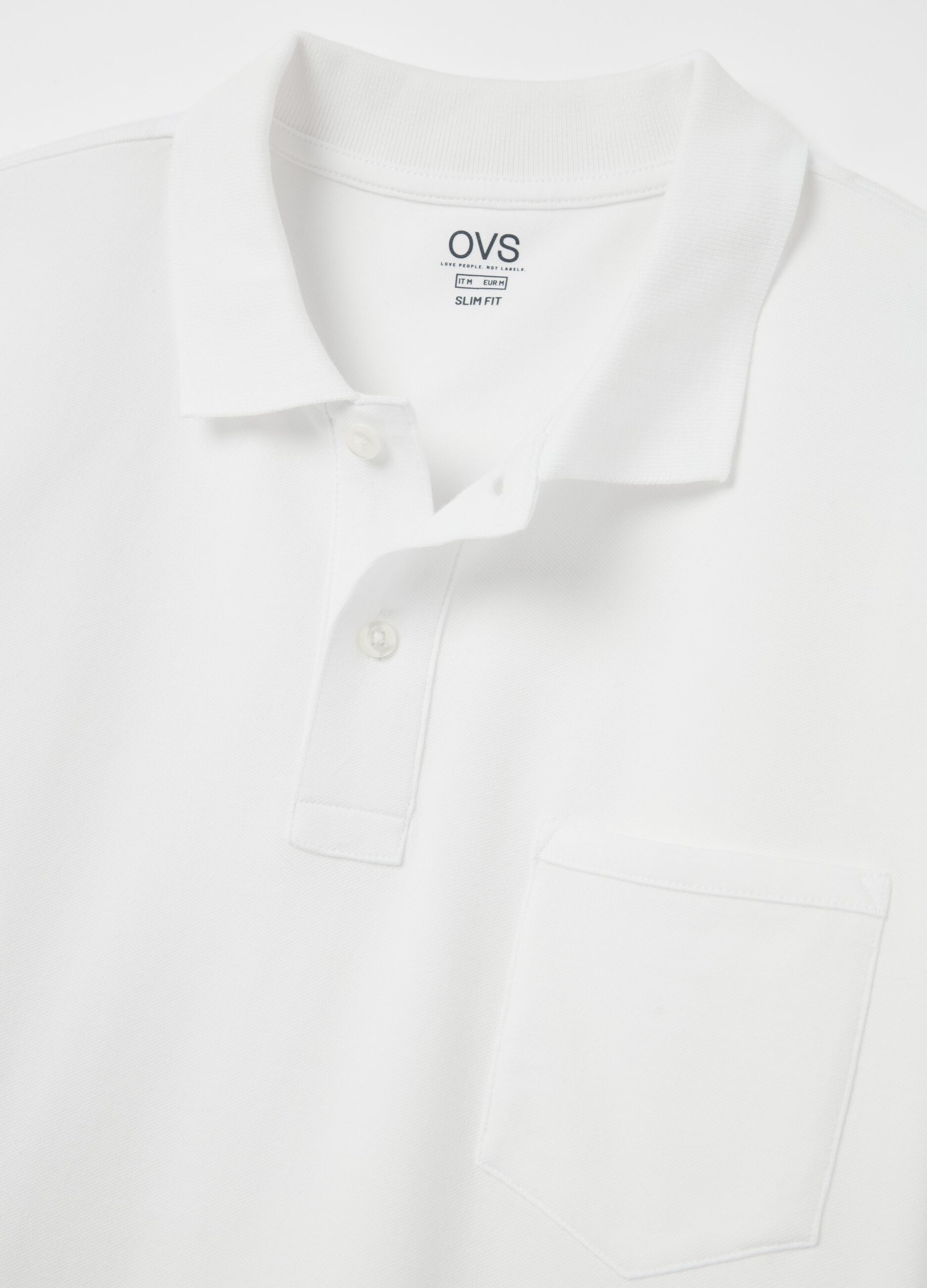 Stretch cotton polo shirt with pocket