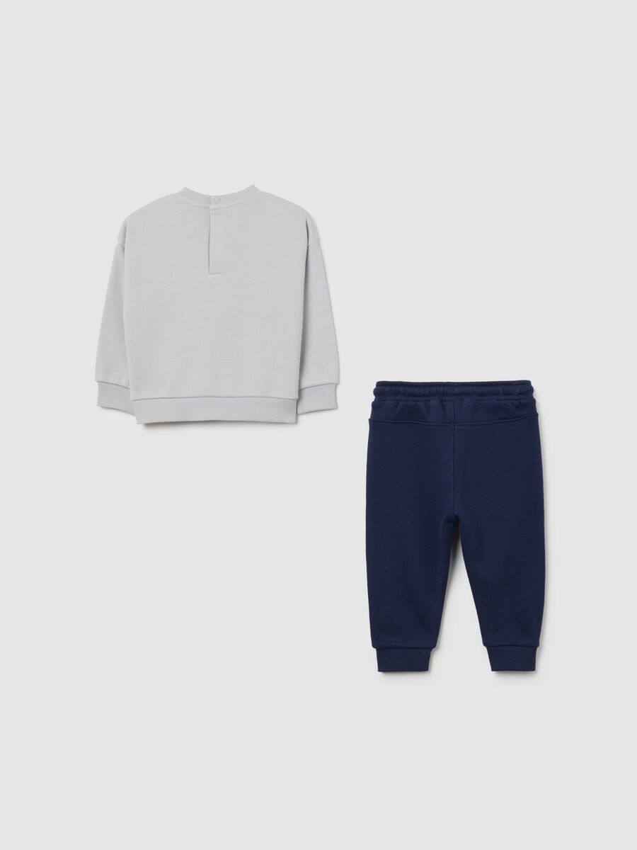 Grey and blue cotton blend kids jogging set featuring Cars_1