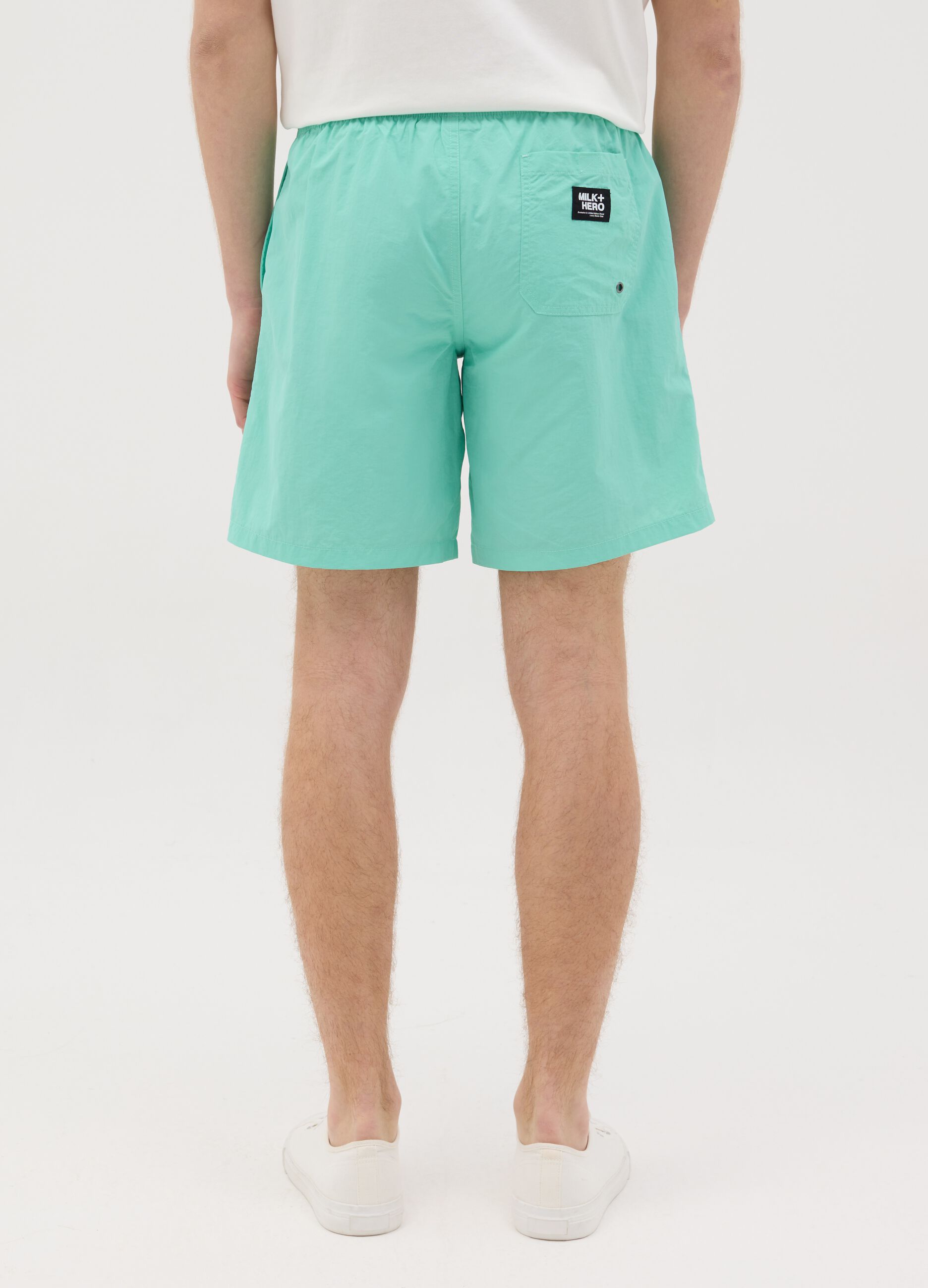 Boxer da uomo in misto verde regular fit con elastico e coulisse