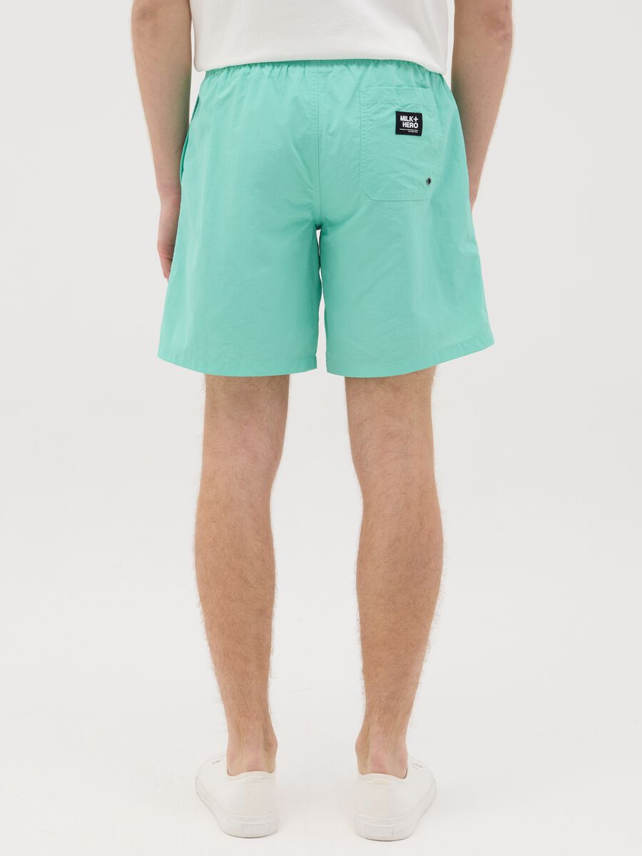 Boxer da uomo in misto verde regular fit con elastico e coulisse_2
