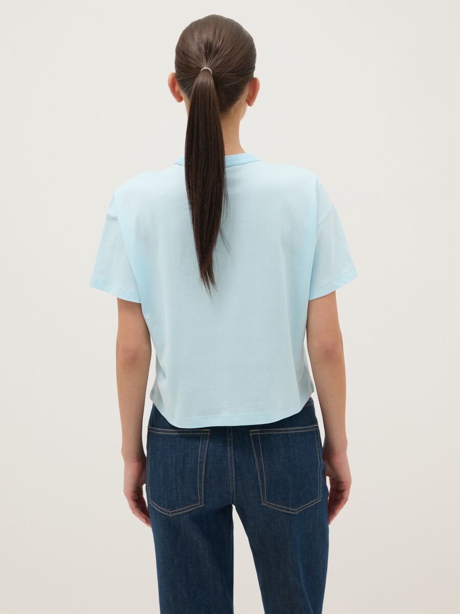 Sky Blue Pure Cotton Regular Fit T-shirt with One Piece Print_2