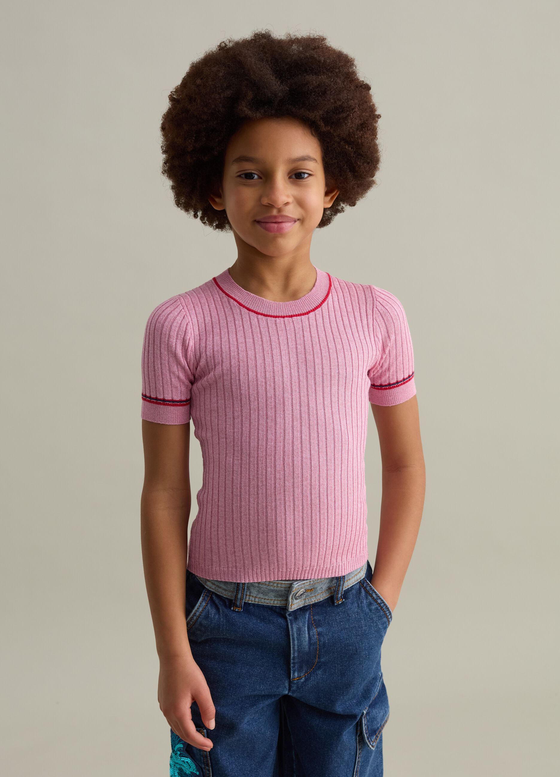 T-shirt in ribbed jersey with lurex